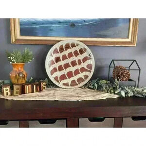 16” Stoneware coffee table plate speckled tan terracotta glazed decorative bowl